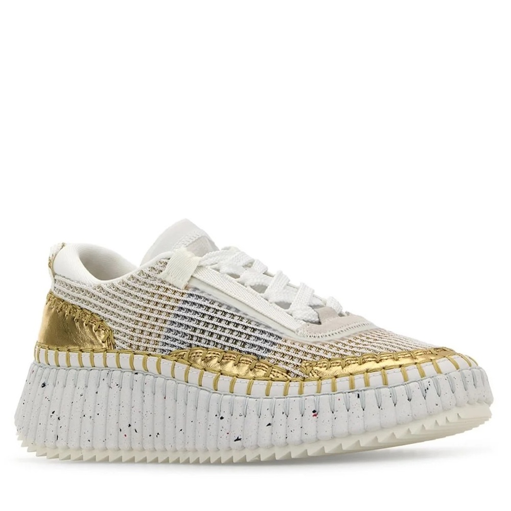 Chloé Nama Metallic Detailed Lace-Up Sneakers